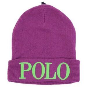 NEW Polo Ralph Lauren Womens Winter Hat!  Purple With Big Green Polo Lettering